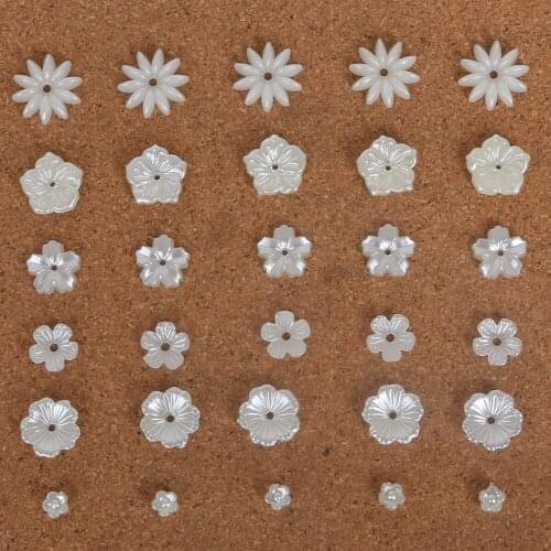 Multiple Shapes 50-100pcs Imitation Plastic ABS Pearl Beads Ivory Flower Beads For Scrapbook Jewelry Handmade Craft Making DIY