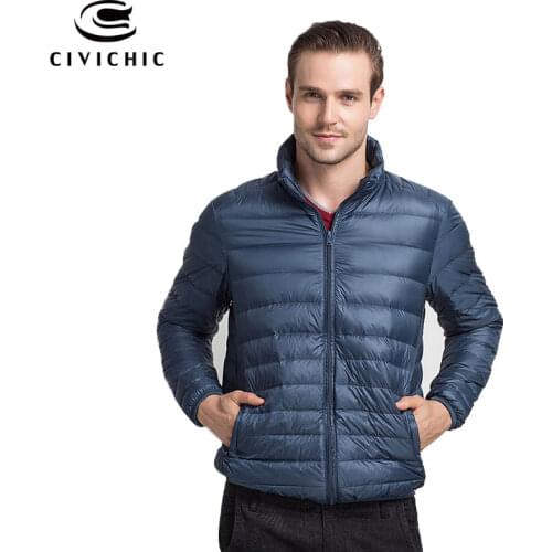 CIVICHIC Fashion Winter Coat Stand Collar Short Thin Down Jacket Ultra Light Soft Eiderdown Outerwear Plus Size Warm Wear DC508
