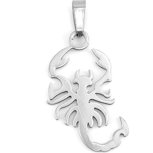 DIY jewelry scorpion Scorpio necklace&pendant charms mirror double sides polished stainless steel wholesale price 10pcs