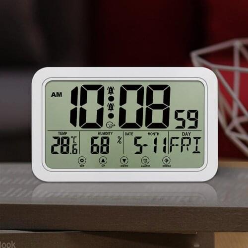 Home Digital Wall Clock Desktop Mute Electronic Perpetual Calendar Clock Temperature And Humidity Display Alarm Clock Home Decor