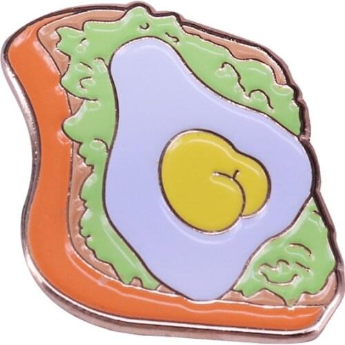 Avocado egg on toast enamel pin vegan foodie badge hipster brunch gift fun decor