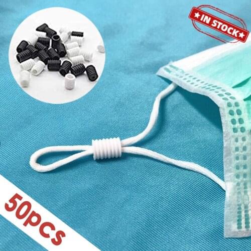 50PCS Rope Cord Lock Plastic Stopper Cord End Toggle Clip Buckle Drawstrings Elastic Cord Adjuster Mask Elastic Buckle For Hat