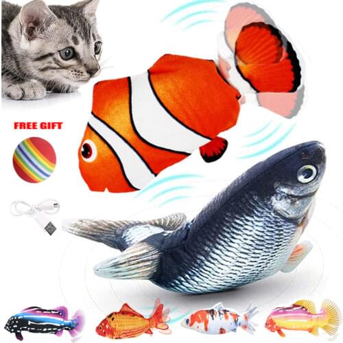 Cat Toy FishUSB Electric Charging Simulation Fish Cat Bite Interactive Cat Toys Dropshiping Moving Floppy Wagging Fish kidstoys