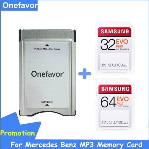 Samsung Pro 32GB 64GB SD SDHC Card UHS-I C10 With Onefavor SD card adapter PCMCIA card reader For Mercedes Benz MP3 Memory Card