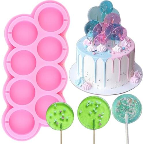 3D Round Lollipop Silicone Molds Chocolate Candy Resin Mould DIY Cupcake Topper Fondant Mold Baby Birthday Cake Decorating Tools
