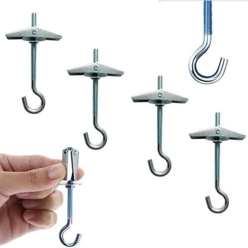 5/10Pcs/Set Carbon Steel Ceiling Hook Plasterboard Ceiling Wall Spring Toggle Hook Bolts Hanger With Threaded Hooks Accessories