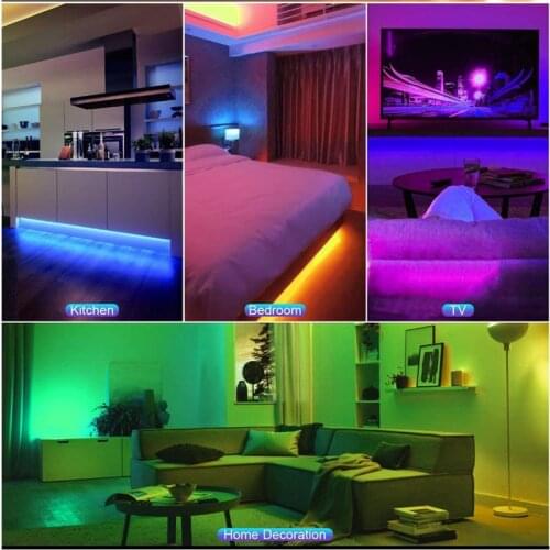 5M Bluetooth Music Sync RGB Tape Waterproof LED Strip Lights SMD 5050 Neon Ribbon Flexible For Decoration Home Decor Led Lights
