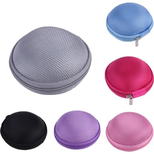 Portable Case For Headphones Case Mini Zippered Round Storage Hard Bag Headset Box For Earphone Case SD TF Cards Earphone