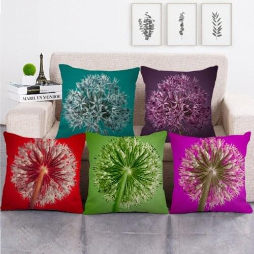 Color Shading Chrysanthemum Petal Pattern Linen Pillowcase, Painted Series Cushion Cover Home Decor