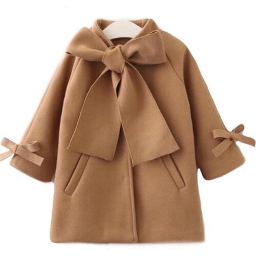 Girls' fashion padded woolen coat winter 2021 new woolen coat European and American style mid-length woolen coat