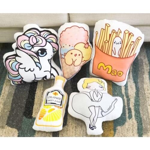 Cartoon Ins Creative Marilyn Monroe Fries Ice Cream Stuffed Pillow Sofa Cushion Plush Toys Birthday Gift For Kids Or Home Deco