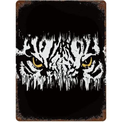 NoBrands Vintage Retro Metal Tin Sign Wall Decor Art Angry White Tige Head Graphic Home Decor Plaque Poster Man Cave