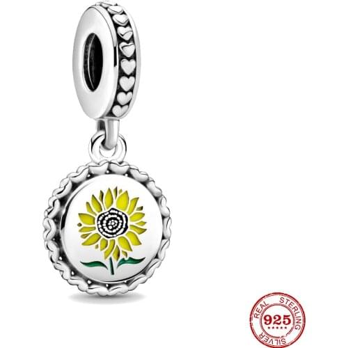 2021 New Sunflower Love For All Dangle Charm Beads fit Original Pandora Charms Silver 925 Bracelet DIY Women Jewelry