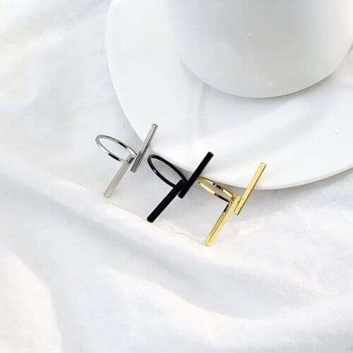 Opening Sticks Asymmetric Rings Silver Plated Golden Black Rings for Women