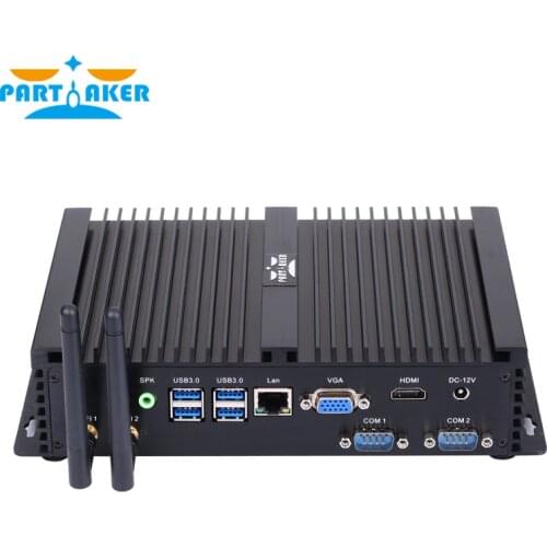 Partaker I3 Fanless Barebone Mini PC Core i3 i5 Windows 10 Rugged ITX Case Embedded Industrial Computer 1 LAN 1 VGA 2 COM
