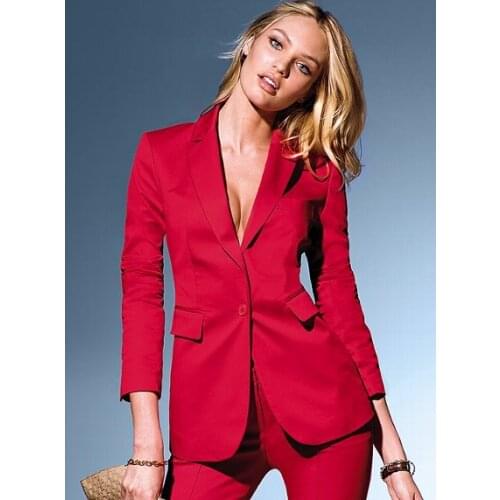 Professional Business suits 2015 Custom made Red Autumn New Fashion Elegant pants suits for women