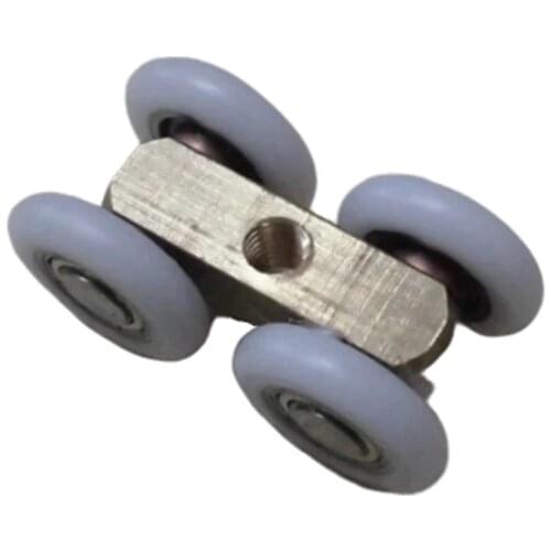 2PCS 21mm OD Sliding Door 4 Wheels Roller Home Bathroom Wardrobe Wood Door Copper Hanging Wheels For Furniture Hardware Wheel