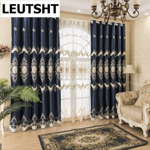 European Luxury Brown 3D Embroidered High End Curtains for Bedroom Living Room White Sheer Drape Windows Treatment
