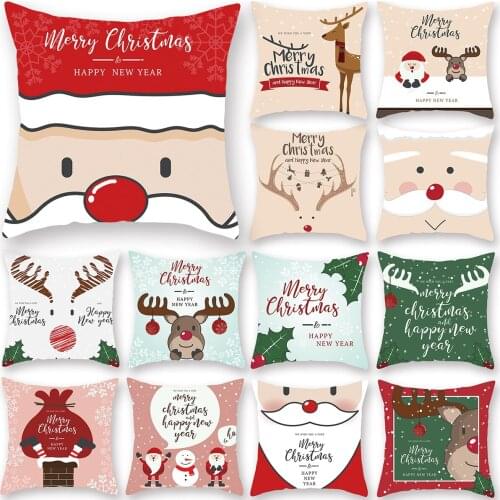 Santa Claus Elk Christmas Cushion Covers Merry Christmas Decor for Home 2022 Christmas Ornaments Xmas Navidad New Year Gift 2023