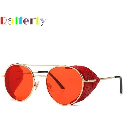 Ralferty Vintage Sunglasses Men Women Cool Gothic Punk Rave Festival Steampunk Goggles Retro Mens Sunglases Red Sun Glass C6001