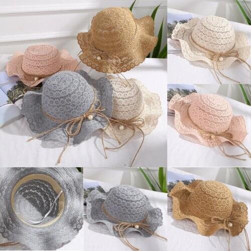 2020 New Cute Summer Accessories Holiday Kids Boy Girl Hat Breathable Hat Beach Straw Sun Hat Hollow Out Lace Up Bandage Cap