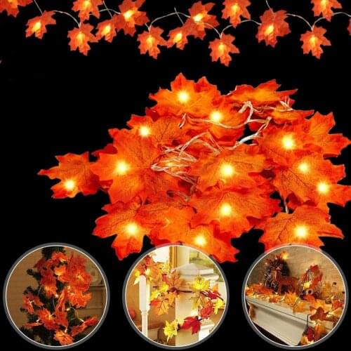 LED Maple Leaves Garland Warm White Fairy String Lights Decoration for Autumn Christmas Thanksgiving Halloween Party Battery/USB