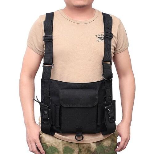 Molle Tactical Nylon Chest Rig Bag Radio Harness Chest Front Pack Pouch Holster Military Vest Chest Waist Hunting Gear