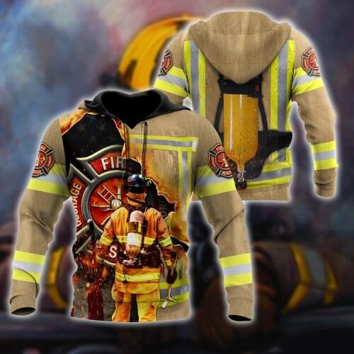 Hero Firefighter 3D All Over Printed Men Hoodie Autumn and winter Unisex Deluxe Sweatshirt Zip Pullover Casual Streetwear KJ395