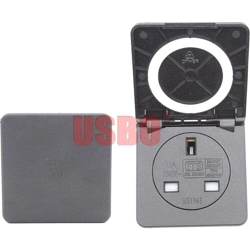 Black square cover IP44 13A 250V British Singapore India Nigeria Pakistan Maldives outdoor socket industrial waterproof socket