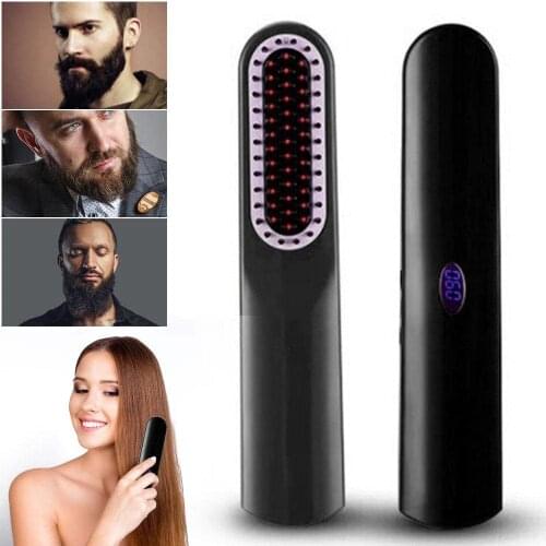USB Portable Hair Straightener Beard Straightening Comb Anti-scalding Male And Female Mini Straight Hair Curler Styler