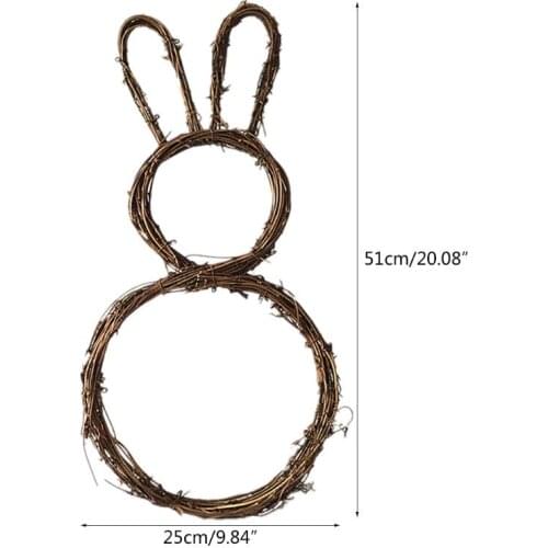 DIY Rattan Bunny Rabbit Wreath Garland Door Window Wall Hanging Easter Ornament Drop shipping
