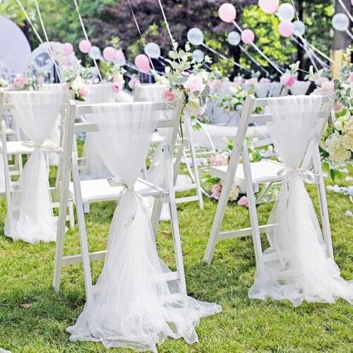 High Density Organza Wedding Background Gauze Wedding Chair Back Gauze Net Sign In Tablecloth Decoration
