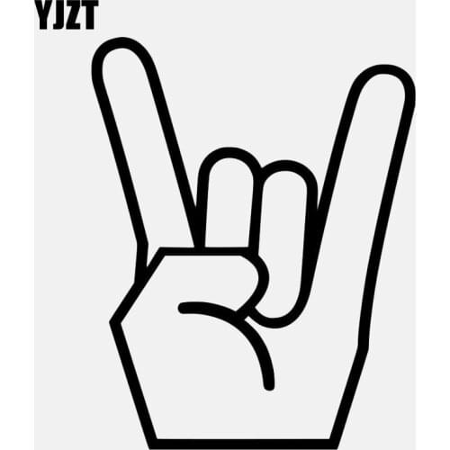 YJZT 10CM*12.7CM Lovely Rock And Roll HAND Vinyl Black/Silver Motorcycle Car Sticker C22-0766