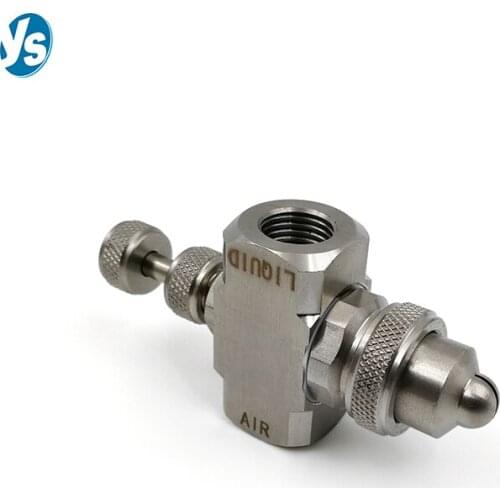 YS Stainless Steel Air Atomizing Nozzle, 1/4" Siphon Flat Fan Air Atomizing Nozzle Sterilizing Spray Nozzle, Gas Cooling Nozzle