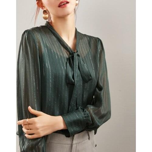 Spring Real Silk Silver Wire Top 100% Mulberry Silk Women Vintage T-shirt M L XL FREE SHIPPING