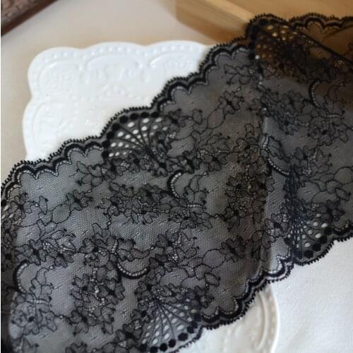 1 Meter Width 17cm High Quality Black Lace Trim Flower Bilateral Embroidered Lace Fabric Handmade DIY Clothes Sewing Accessories