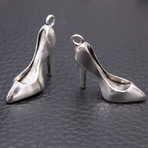 10pcs Silver Plated 3D Womens Gauguin Shoes Pendant Fashion Earrings Bracelet Metal Accessories DIY Charms Jewelry Craft Making