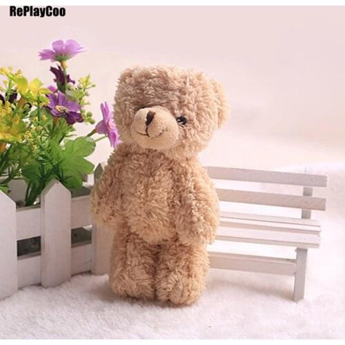 25PCS/LOT Mini Teddy Bear Stuffed Plush Toys 12cm Small Bear Stuffed Toys brown pelucia Pendant Kids Birthday Gift Decor 139