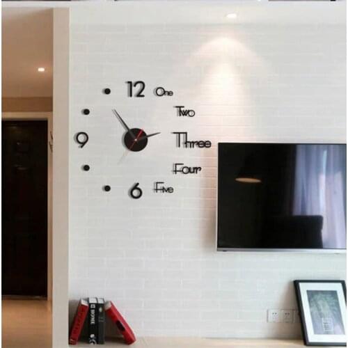 Frameless Wall Handmade Art Digital English Diy Wall Mute Clock 3d Mirror Sticker Home Office Living Room Wall Decoration