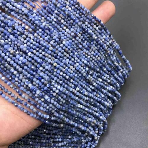 Natural Sodalite Beads 2mm Section Loose Beads Natural Small Stone Faceted Beads Blue Sodalite Spacer Stone Beads Jewelry Making