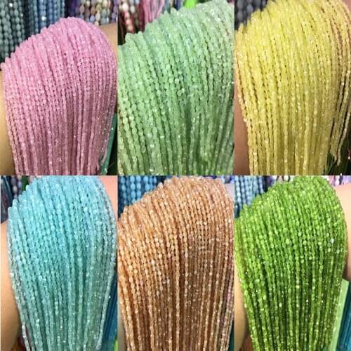 15.5" 2 mm 3 mm Cat Eye Stone Micro Faceted Bead Wholesale Tiny Semi-precious Gem Stone Shiny Flash Beads For DIY Making Jewelry