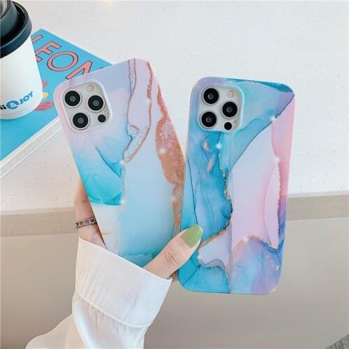 For iPhone 12 Pro Max Case Colorful Texture Gradient Marble Phone Case For iPhone 11 Pro X XR 7 8 Plus Geometry Back Cover