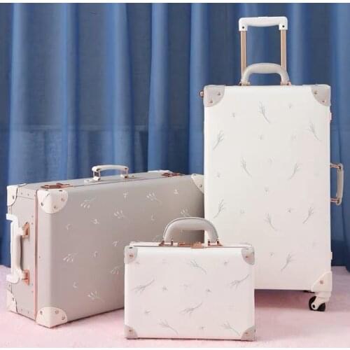 2021 New Retro Dandelion Handmade Travel Bag Rolling Luggage sets,12"20"22"24"26"inch Women Trolley Suitcases handbag on Wheels