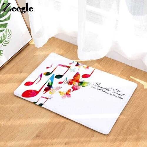 Painted Musical Note Pattern Entrance Door Mat Flannel Outdoor Carpet Non-slip Floor Carpet for Child Bedroom and Kitchen Carpet
