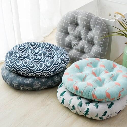Cotton Linen Cushion Dining Chair Seat Round Cushions Sofa Throw Pillow with Filling Ethnic Tatami Office Cushion 40/45cm/50cm