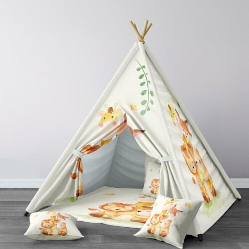 Play Tent for Kids Wigwam Portable Indoor Playground Tents Children Bedrooms White Animals Bird Model 166