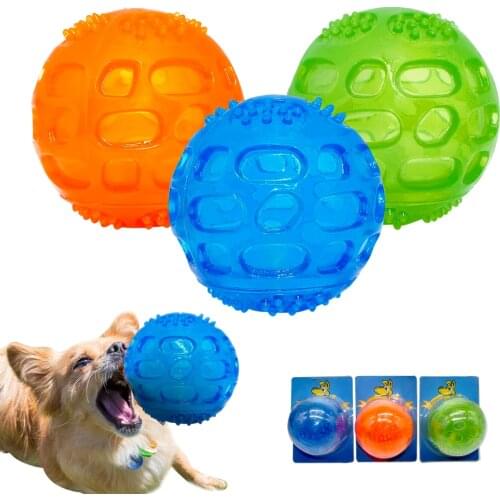 Dog Toy Pet Rubber Balls Toys Squeaking Interactive Puppy Chewing Toys For Small Large Dogs Training Playing Teeth Cleaning