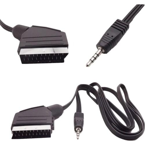 Scart Cable 21 Pin Scart Jack to 3.5mm Male Stereo Jack Full HD TV Multiple Shieldings Precision Connector Audio Cable 1.5m/5ft