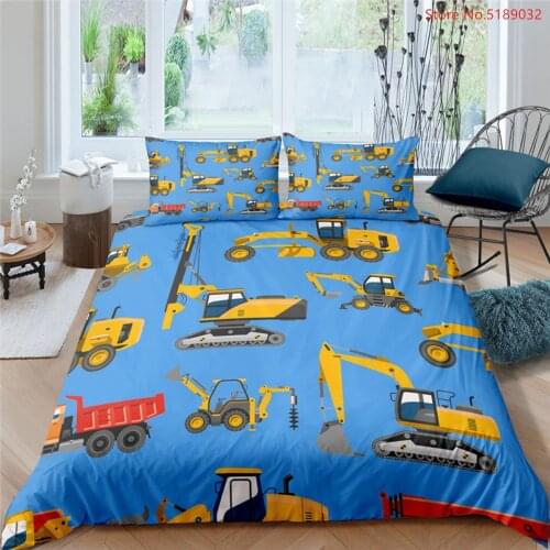 Cartoon Truck Bedding Sets High Quality Child Duvet Cover Soft Twin Single Full Queen King Quilt Cover 2/3 Piece Bed Cover Sets