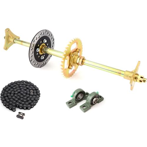 610mm ATV Go Karts Rear Axle kits STD 20mm Complete Assembly with Carrier Hub Brake Disc Chain Sprocket 420-37T With 140L chain